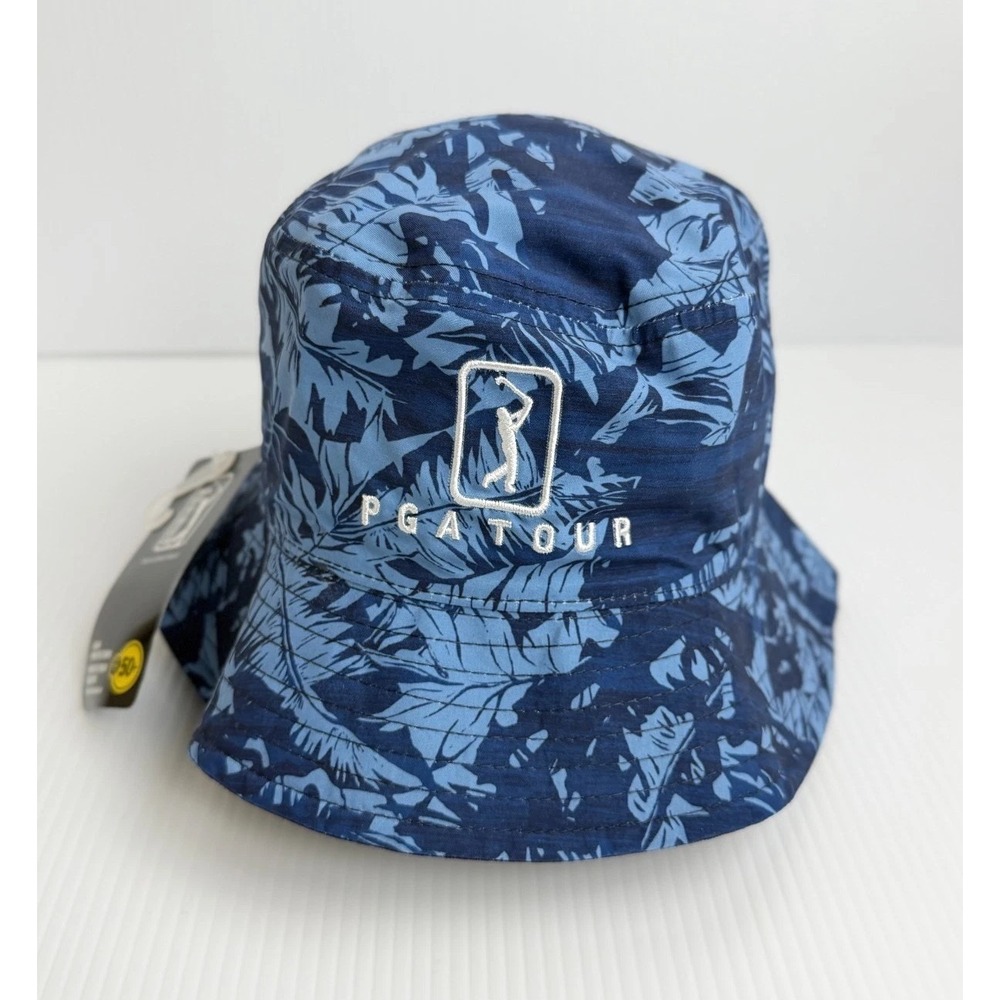 PGA Tour Bucket Hat Blue Tropical Print UPF 50+ OS NWT Golf Sun Hat